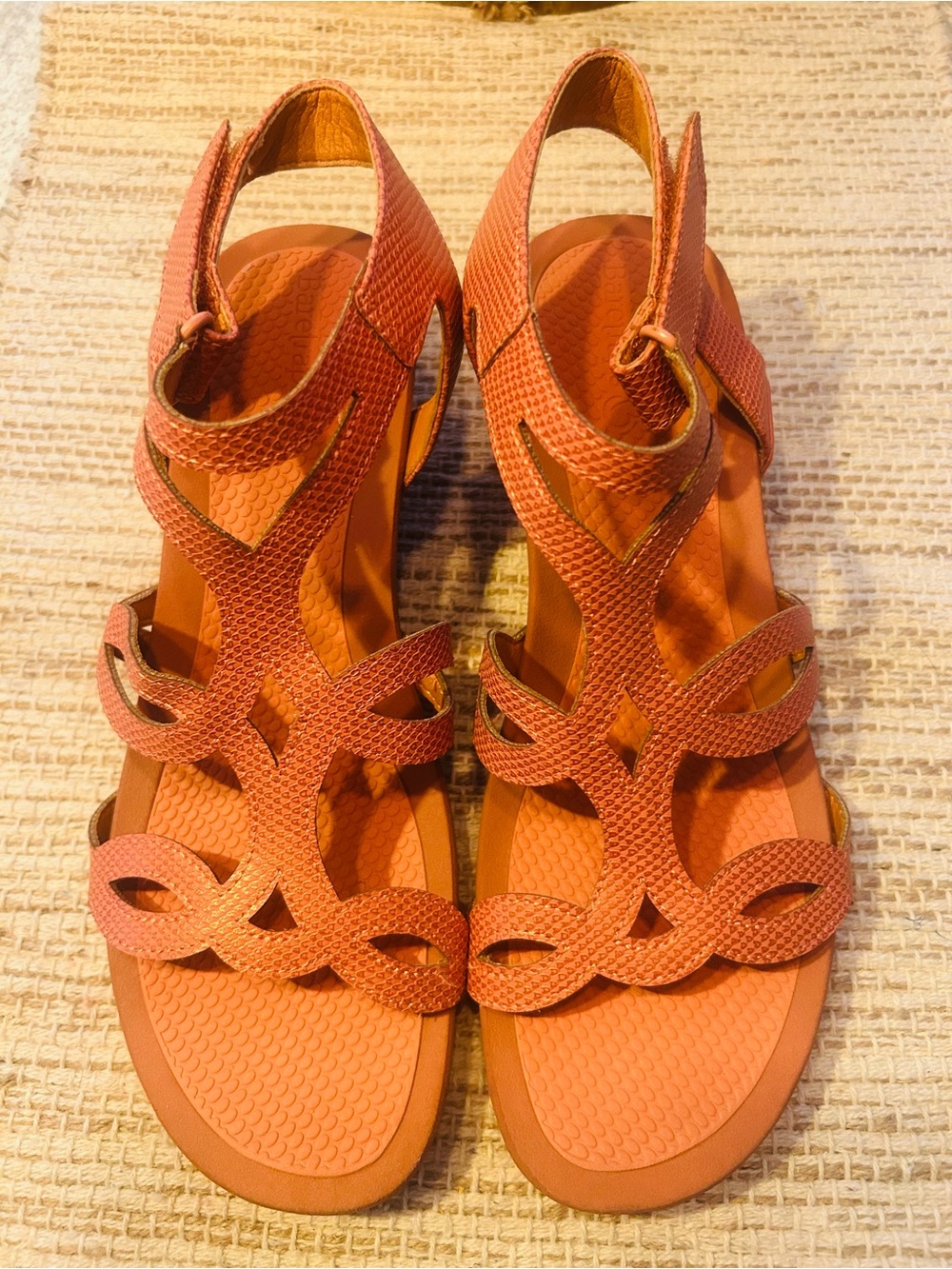 BareTraps Coral Textured Strappy Wedge Sandals